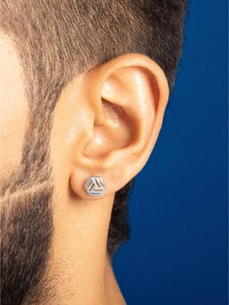 ORIONZ - Men White Statement Sterling Silver Earring