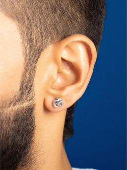 ORIONZ - Men White Statement Sterling Silver Earring