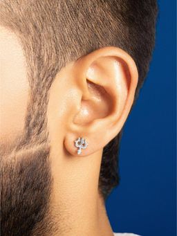 ORIONZ - Men White Statement Sterling Silver Earring