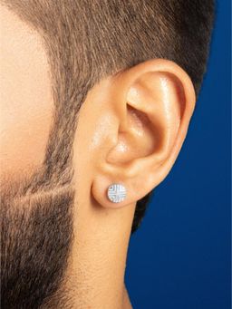 ORIONZ - Men White Statement Sterling Silver Earring