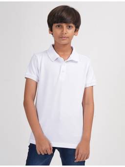 ZION - Boys Solid Polo Neck T-Shirt - White