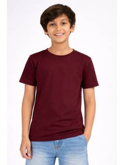 ZION - Boys Solid Crew Neck T-Shirt - Burgundy