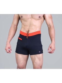 Keepfit - Men Black Swimming Orange Contrast Waistband Trunk