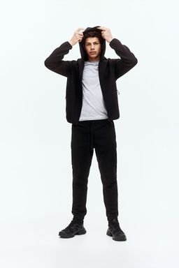 H&M MOVE - Black Regular Fit Cotton Cargo Joggers with Drymove
