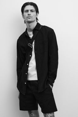 H&M - Men Blue Relaxed Fit Seersucker Shorts