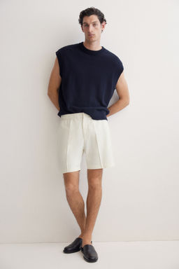 H&M - Men White Regular Fit Linen-Blend Shorts