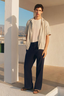 H&M - Men Blue Regular Fit Lyocell-Blend Trousers