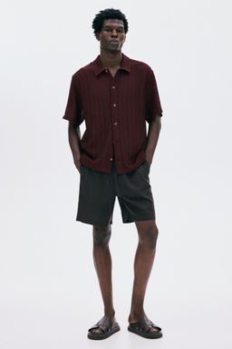 H&M - Men Brown Regular Fit Linen-Blend Shorts