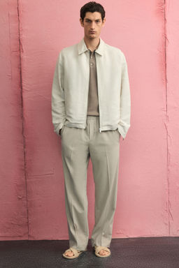 H&M - Men Beige Relaxed Fit Trousers