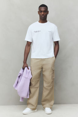 H&M - Men Beige Loose Fit Cargo Trousers