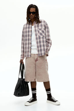 H&M - Men Pink Baggy Denim Shorts