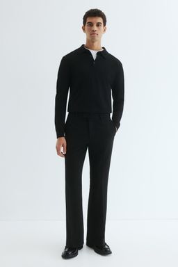 H&M - Men Black Regular Fit Fla Tailo Trousers