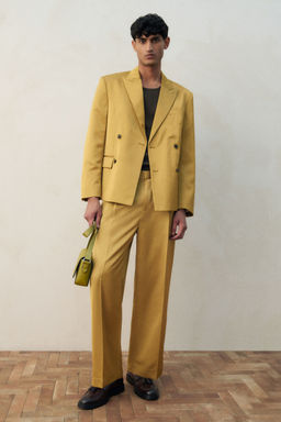 H&M - Yellow Regular Fit Satin Suit Trousers