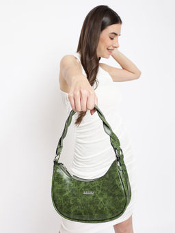 KLEIO - Vegan Leather Shoulder Handbag-Green