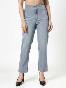 COSMIC TRIO - Straight Fit High Rise Blue Jeans