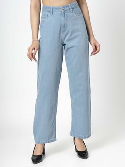 COSMIC TRIO - Hight Rise Straight Fit Light Blue Jeans