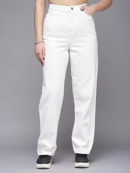 COSMIC TRIO - Hight Rise Straight Fit White Jeans