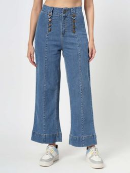 COSMIC TRIO - Wide Leg High Rise Blue Jeans