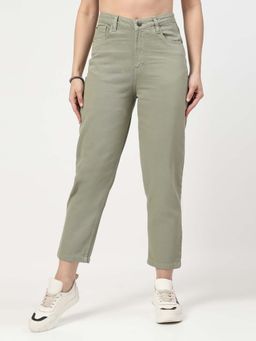 COSMIC TRIO - Women Mid Rise Denim Green Jeans