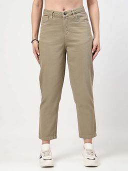 COSMIC TRIO - Women Mid Rise Denim Beige Jeans