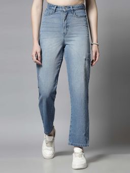 COSMIC TRIO - Straight Fit High Rise Blue Jeans