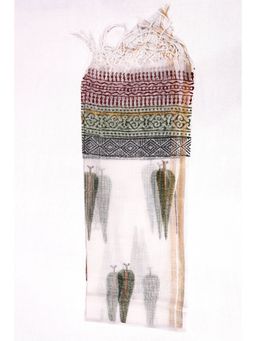 KAHVA - White Mughal Print Kota Doria Dupatta