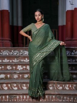 Suta - Olive Cotton Viscose Saree