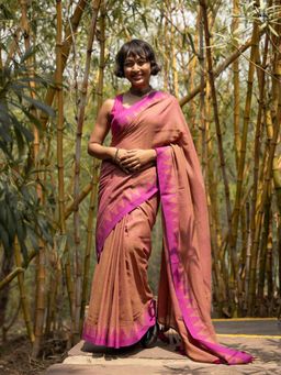 Suta - Rust and Pink Slub Saree