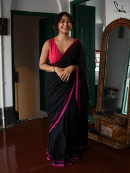 Suta - Black Handloom Cotton Saree