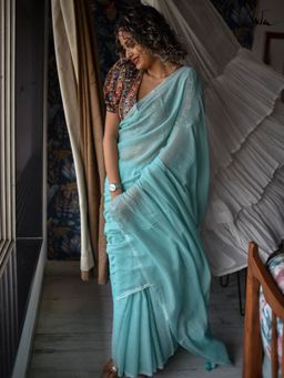 Suta - Blue Mul Cotton Saree