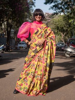 Suta - Yellow Mul Cotton Saree
