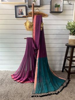 Suta - Purple Mul Cotton Saree