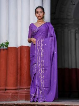 Suta - Purple Cotton Viscose Saree