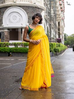 Suta - Yellow Mul Cotton Saree
