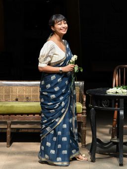 Suta - Blue Cotton Viscose Saree