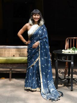 Suta - Blue Cotton Viscose Saree