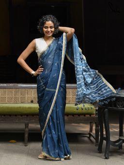 Suta - Blue Cotton Saree