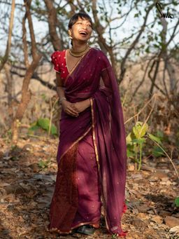 Suta - Pink and Brown Cotton Saree