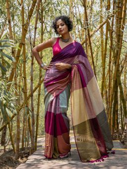Suta - Multicolour Slub Saree