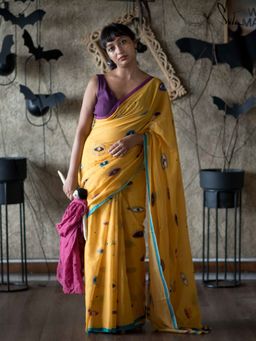 Suta - Yellow Mul Cotton Siree