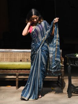 Suta - Blue Cotton Viscose Saree