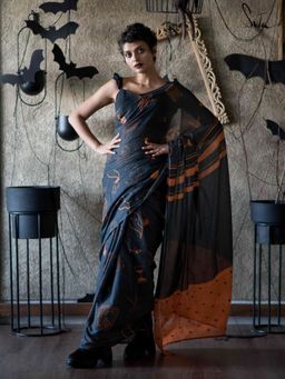 Suta - Black Mul Cotton Siree