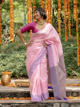 Suta - Light Pink Acrylic Cotton Saree
