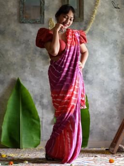 Suta - Red and Purple Mul Modal Saree