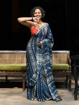 Suta - Blue Cotton Viscose Saree
