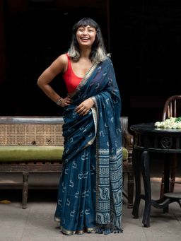 Suta - Blue Cotton Viscose Saree