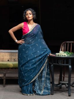 Suta - Blue Cotton Viscose Saree