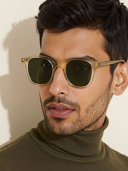 John Jacobs - Unisex Full Polarised Uv Protected Stylish & Premium Square Green Lens Sunglasses