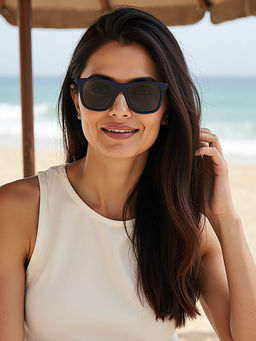 John Jacobs - Unisex Full Polarised Uv Protected Stylish & Premium Rectangle Black Lens Sunglasses