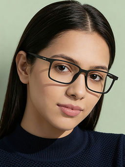 Lenskart Blu - Black Rectangle Large Blue Cut Anti-Glare Zero Power Computer Glasses for Men & Women